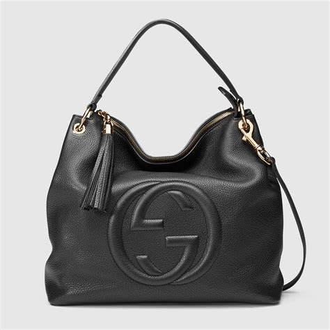 borsa a spalla gucci nera|Borsa a spalla Soho GG in Pelle Nera.